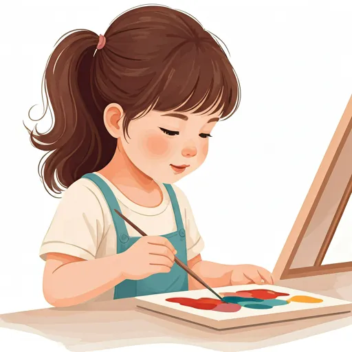 Preschool child painting in art class at Bhoomi International